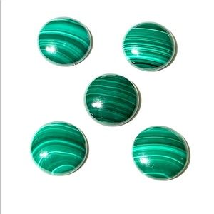 5 Malachite Cabochons 17x4mm